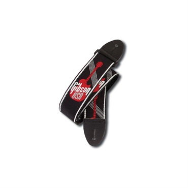 【夏のボーナスセール】 Gibson Woven Style 2 Strap w/ Gibson Logo - Red [ASGG-600]
