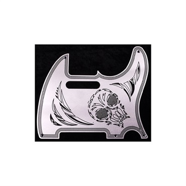 Custom Engraved Aluminium Pickguard TL用 Skull BLK