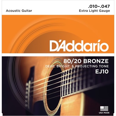 80/20 Bronze Round Wound Acoustic Guitar Strings EJ10 (Extra Light/10-47)