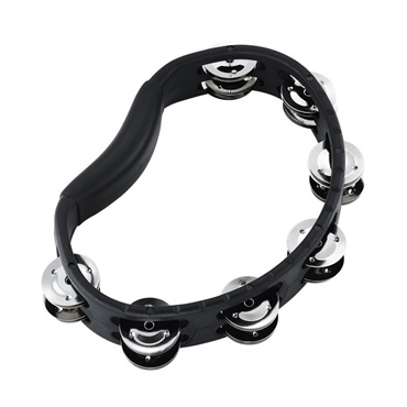 HEADLINER SERIES Hand Held ABS TAMBOURIN - Black / Double Row Jingle [HTMT1BK]