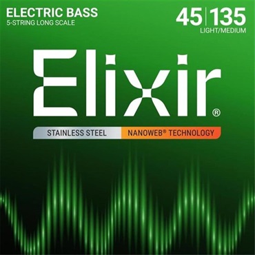 Stainless Steel Bass Strings with ultra-thin NANOWEB Coating(5-String Light/Medium B/Long 045-135)#14782