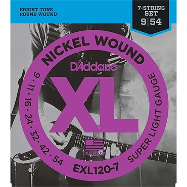 D’Addario XL Nickel Electric Guitar Strings EXL120-7 (Super Light 7-string/09-54)