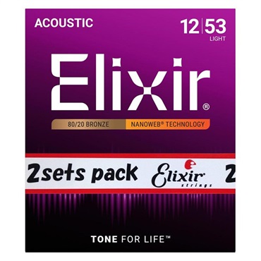 Acoustic 80/20 Bronze with NANOWEB Coating 2SET PACK #11052 (Light/12-53)