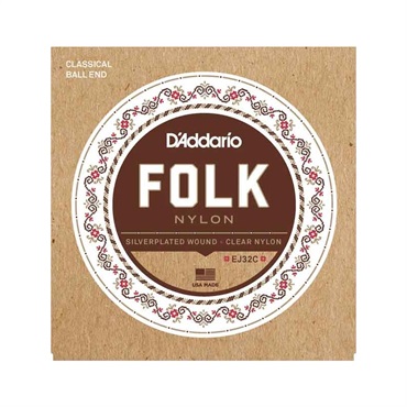 D’Addario FOLK NYLON Classical Ball End CLEAR NYLON［EJ32C］ ダダリオ
