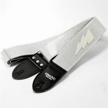 Couch Guitar Strap SilverSparkle Lightning Bolt/WH