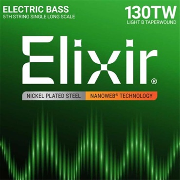 ELIXIR Nickel Plated Steel Bass Strings with ultra-thin NANOWEB Coating 5th/Low-B (130TW/Long) #15432