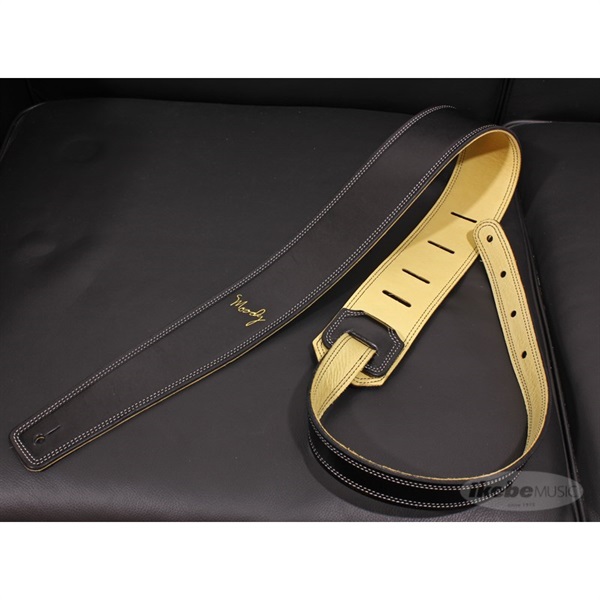 Handmade Leather Straps Leather & Leather Series 2.5inch Long Tail 【 Black / Cream 】の商品画像