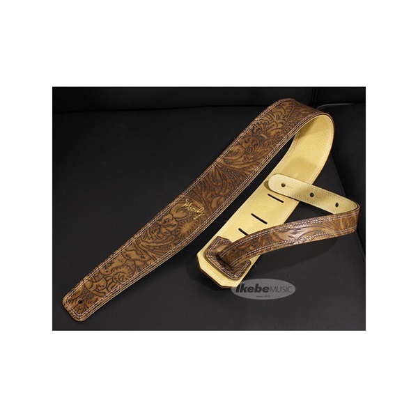 Handmade Leather Straps Leather & Leather Series 2.5inch Standard Tail 【 Western Brown / Cream 】の商品画像