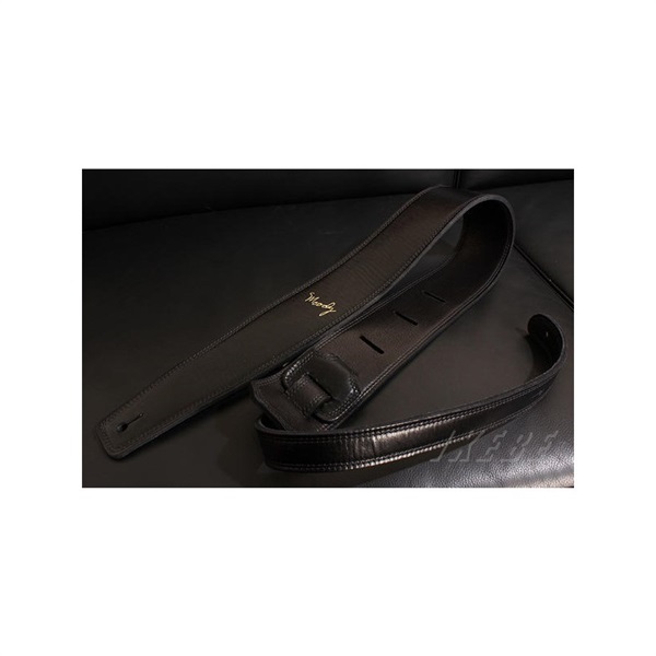 Handmade Leather Straps Leather & Leather Series 2.5inch Standard Tail 【 Black / Black 】の商品画像