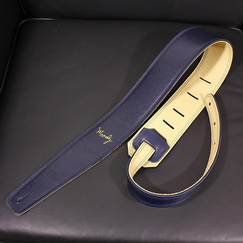 Handmade Leather Straps Leather & Leather Series 2.5inch Standard Tail 【 Navy / Cream 】の商品画像