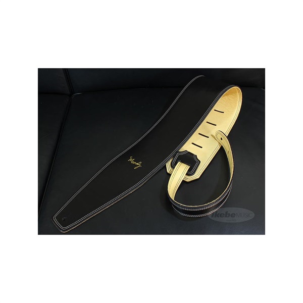 Handmade Leather Straps Leather & Leather Series 4.0inch Standard Tail 【 Black / Cream 】の商品画像