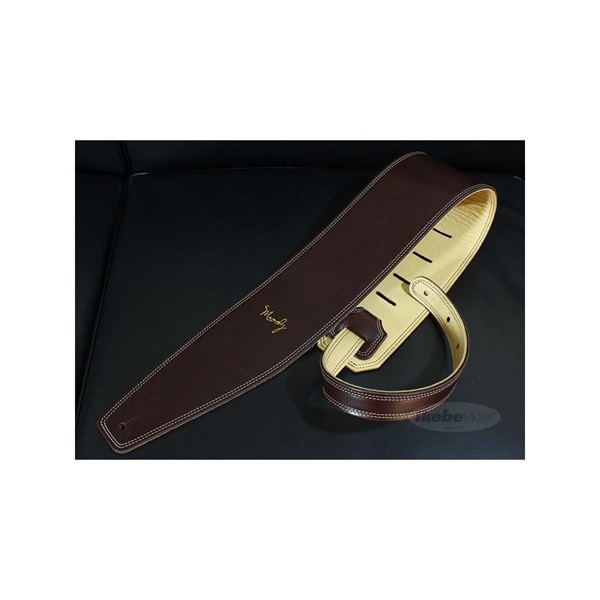 Handmade Leather Straps Leather & Leather Series 4.0inch Standard Tail 【 Dark Chocolate / Cream 】の商品画像