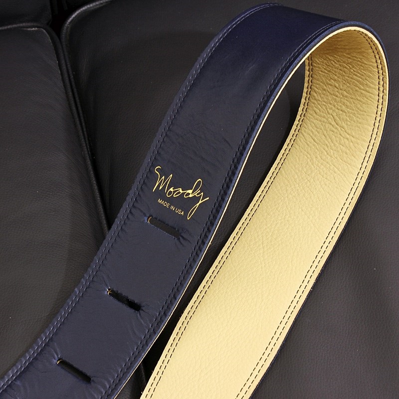 Handmade Leather Straps Leather & Leather Series 2.5inch Long Tail 【 Navy / Cream 】の商品画像