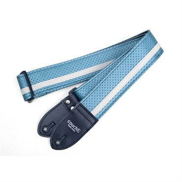 Couch Guitar Strap RacerX Aqua Metallic and White Camino