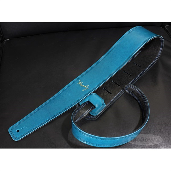 Handmade Leather Straps Leather & Leather Series 2.5inch Standard Tail 【 SapphireBlue / Black 】の商品画像