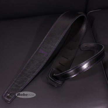 Handmade Leather Straps Leather & Leather Series 2.5inch Standard Tail【Black / Black w/Purple Stitch】
