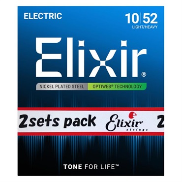 ELIXIR Electric Nickel Plated Steel with OPTIWEB Coating 2SET PACK #19077 (Light-Heavy Strings/10-52)