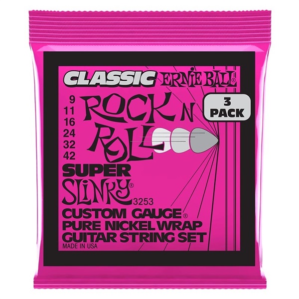 Super Slinky Classic Rock n Roll Pure Nickel Wrap Electric Guitar Strings 3 Pack #3253の商品画像