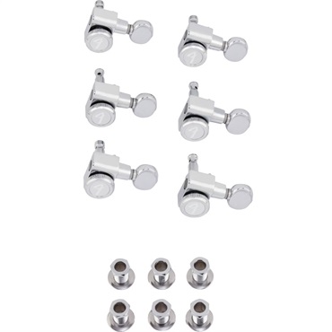 Fender USA FENDER(R) STAGGERED LOCKING TUNERS WITH VINTAGE-STYLE BUTTONS POLISHED CHROME (6)(#0990818500)