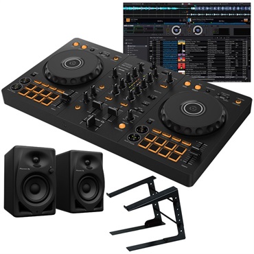 DDJ-FLX4 + PCスタンド + DM-40D スピーカーセット 【Power DJ'sオリジナル DDJ-FLX4初心者DJスタートガイド付属】【無償ダウンロード版rekordbox対応】(パイオニアディージェー)