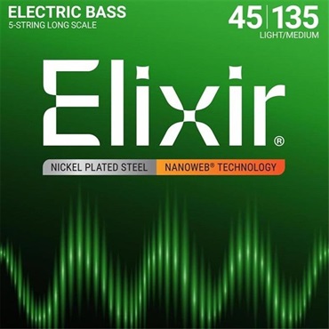 Nickel Plated Steel Bass Strings with ultra-thin NANOWEB Coating (5 string-Light/Medium Long Scale 45-135) #14207