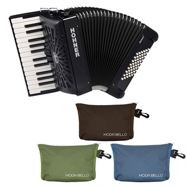 (アコーディオン専門店・出荷前検品発送)Bravo II 48 BLK +レインカバーセット HOHNER ホーナー アコーディオン 入門向け ピアノ式 26鍵盤 小型 【雨の日アコーディオンレインカバーセット】