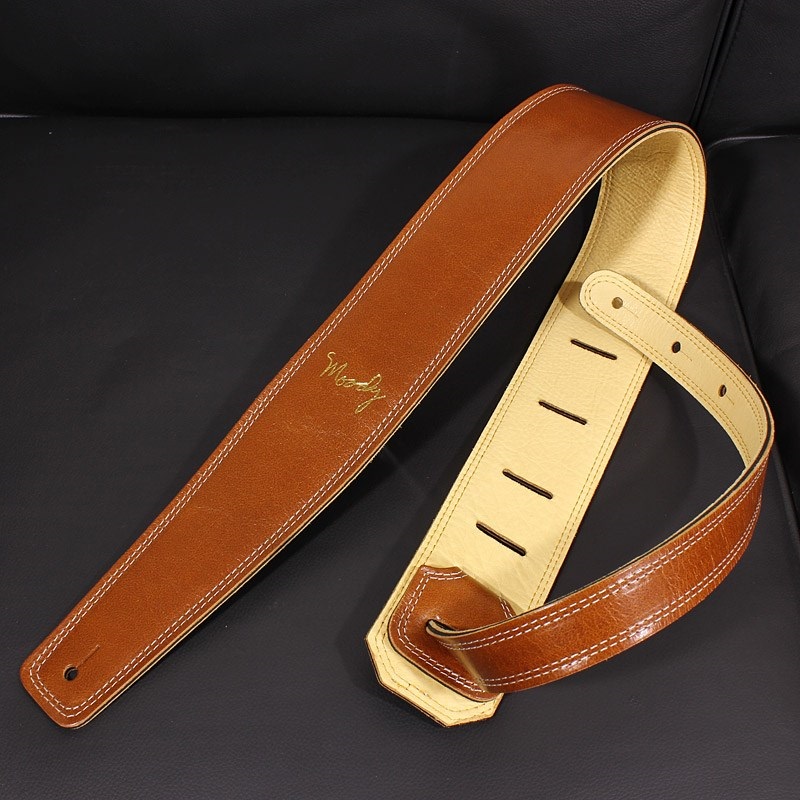Handmade Leather Straps Leather & Leather Series 2.5inch Standard Tail 【 Light Brown / Cream 】の商品画像