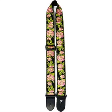PINK AND BLACK FLOWER PATTERN JACQUARD GUITAR STRAP [TWS-7250]