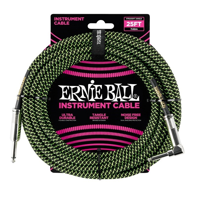 Braided Instrument Cable 25ft S/L (Black/Green) [#6066]の商品画像