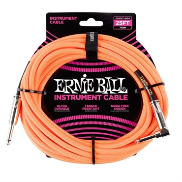【夏のボーナスセール】 Braided Instrument Cable 25ft S/L (Neon Orange) [#6067]