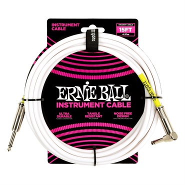 ERNIE BALL 【夏先取り大特価セール】 Classic Instrument Cable 15ft S/L White [#6400]