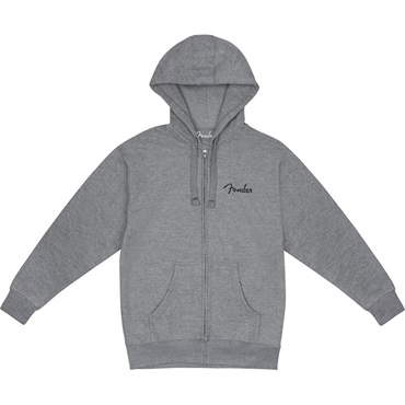 FENDER(R) SPAGHETTI SMALL LOGO ZIP FRONT HOODIE ATHLETIC GRAY (M size)(#9113300406)