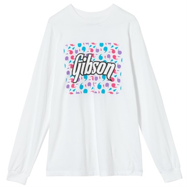 Gibson 【夏先取り大特価セール】Floral Block Logo Long Sleeve Tee (White)， (XL) [GA-LSTEE-FLRL-WHT-XL]