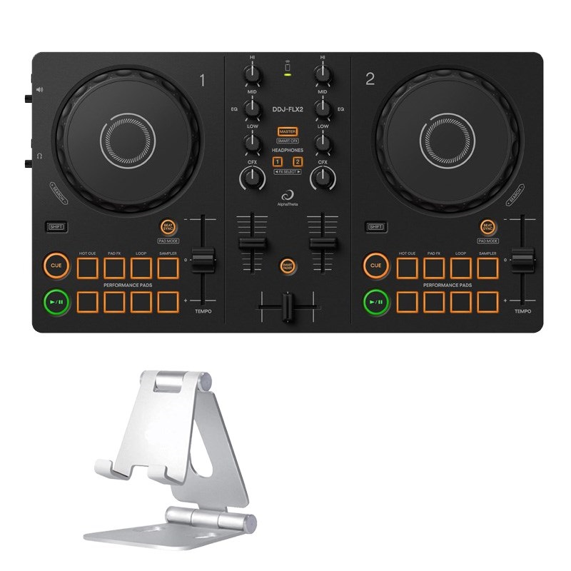 DDJ-FLX2 + スマホスタンドSET 【APPLE MUSIC対応】 (djay / rekordbox / Serato DJ Lite 対応DJコントローラー)(アルファシータ)の商品画像