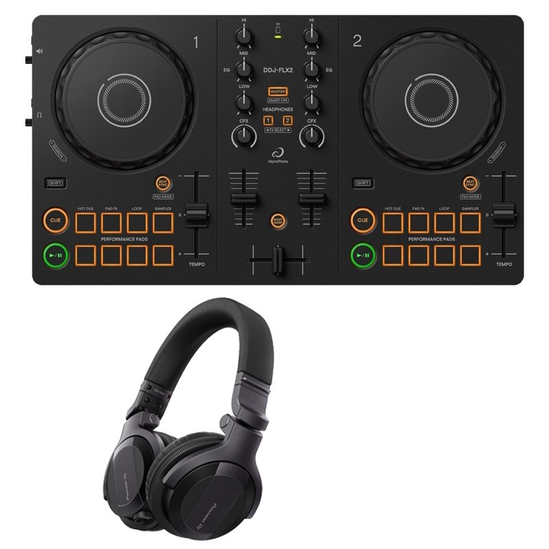 DDJ-FLX2 + HDJ-CUE1 ヘッドホンSET 【APPLE MUSIC対応】(djay / rekordbox / Serato DJ Lite 対応DJコントローラー)(アルファシータ)の商品画像