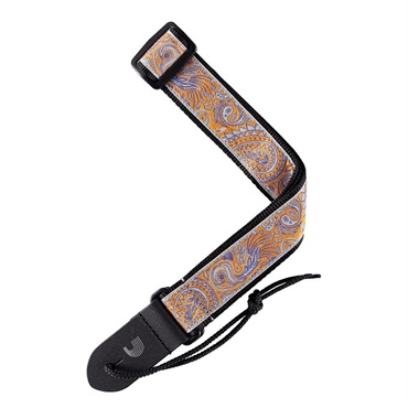 【夏のボーナスセール】ジャカードウクレレストラップ 15UKE05(ペイズリー、グレー/オレンジ) ダダリオ