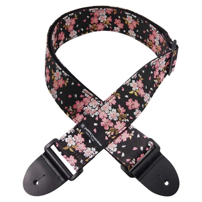 西陣織りギターストラップ DGS-NWS60 桜黒ピンクの商品画像