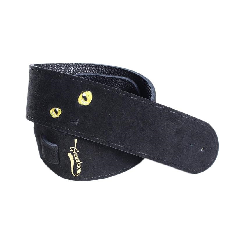 ねこ刺繍レザーストラップ [Black/Black]の商品画像