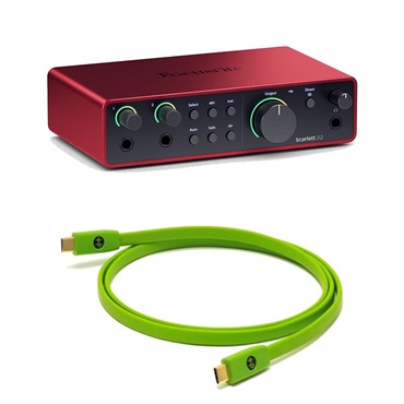 Scarlett 2i2 gen4 + OYAIDE製高品質USBケーブルセット(Type C to C 1.0m)(2in2out・USB-C オーディオインターフェイス)(フォーカスライト)(オヤイデ)【Cubase LE付属】