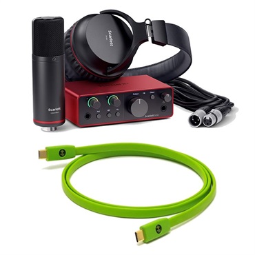 Scarlett Solo Studio gen4 + OYAIDE製高品質USBケーブルセット(Type C to C 1.0m)(コンデンサーマイク/ヘッドフォン/マイクケーブル付属・スタジオパック)(2in2out・USB-C オーディオインターフェイス)(フォーカスライト)(オヤイデ)【Cubase LE付属】