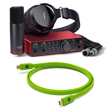 Scarlett 2i2 Studio gen4 + OYAIDE製高品質USBケーブルセット(Type C to C 1.0m)(コンデンサーマイク/ヘッドフォン/マイクケーブル付属・スタジオパック)(2in2out・USB-C オーディオインターフェイス)(フォーカスライト)(オヤイデ)【Cubase LE付属】