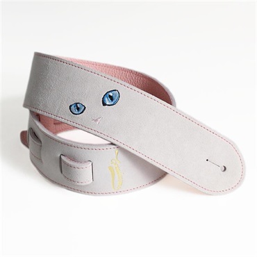 Grande uomo ねこ刺繍レザーストラップ [White/Pink]