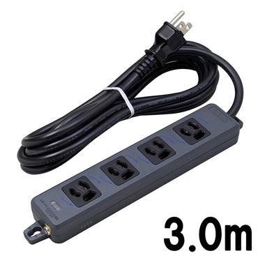 明工社 【夏のボーナスセール】MR7904TJ3BB (3.0m)(メイコウシャ)(電源タップ)(抜け止め接地タップ)(4コ口)