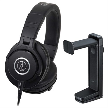 【クリエイター応援キャンペーン】ATH-M40x+サンワサプライ PDA-STN25BK ヘッドフォンハンガーセット (オーディオテクニカ)(密閉型)(モニターヘッドホン)(サンワサプライ)(ヘッドホンスタンド)