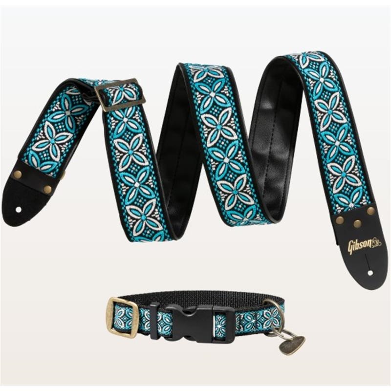 Gibson Guitar Strap Dog Collar Combo Set， Blue  Largeの商品画像
