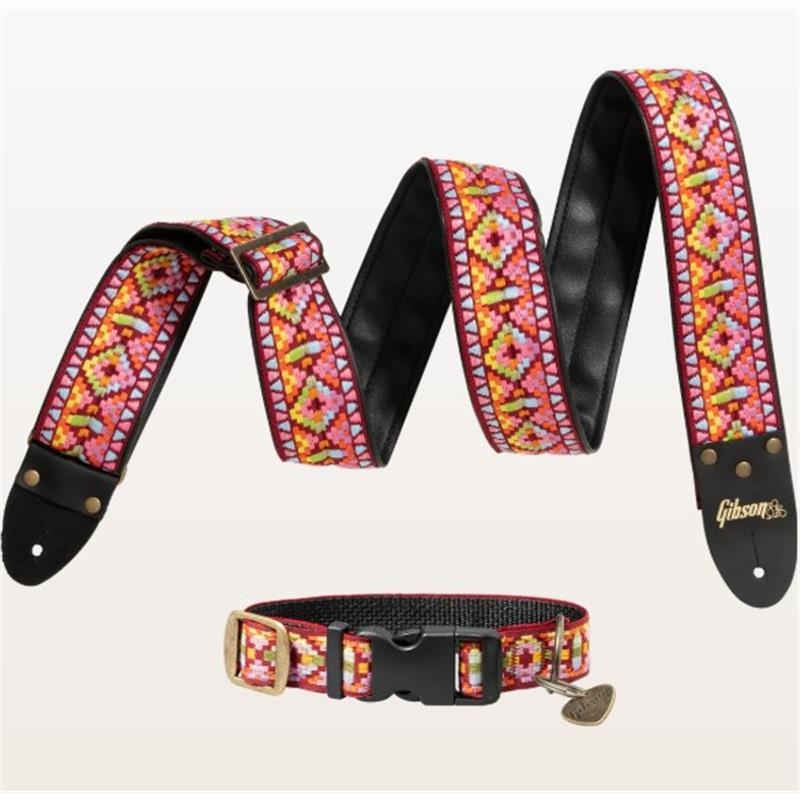 Gibson Guitar Strap Dog Collar Combo Set， Pink  Smallの商品画像