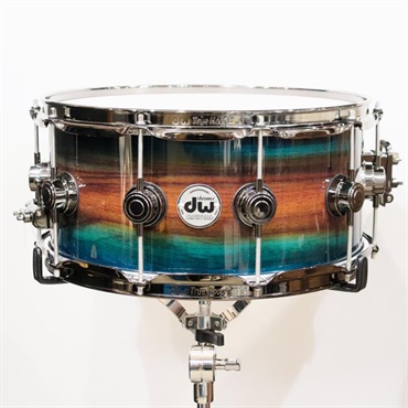 DR866514SSN552 [Collector's SonicPly Snare Drum 14''×6.5'' - Natural to Quick Royal Blue Burst over Horizontal Padauk]
