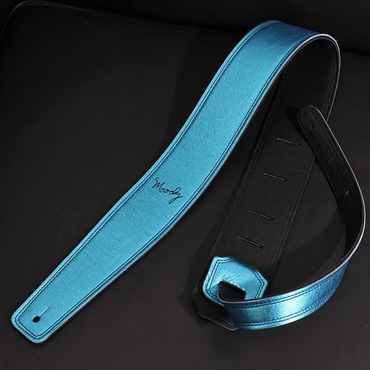 Handmade Leather Straps Leather & Leather Series 2.5inch Standard Tail 【 Metallic Turquoise / Black 】