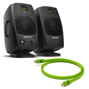 D3V Black + OYAIDE製高品質USBケーブルセット(Type C to C 2.0m)(ペア)(国内正規品)(アダム)(モニタースピーカー)(ブラック)(オヤイデ)