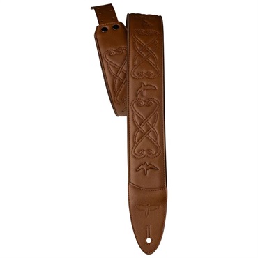 PRS 2.4 Padded Guitar Strap w/RAS， Custom Leather (Faux) Birds (Tan)